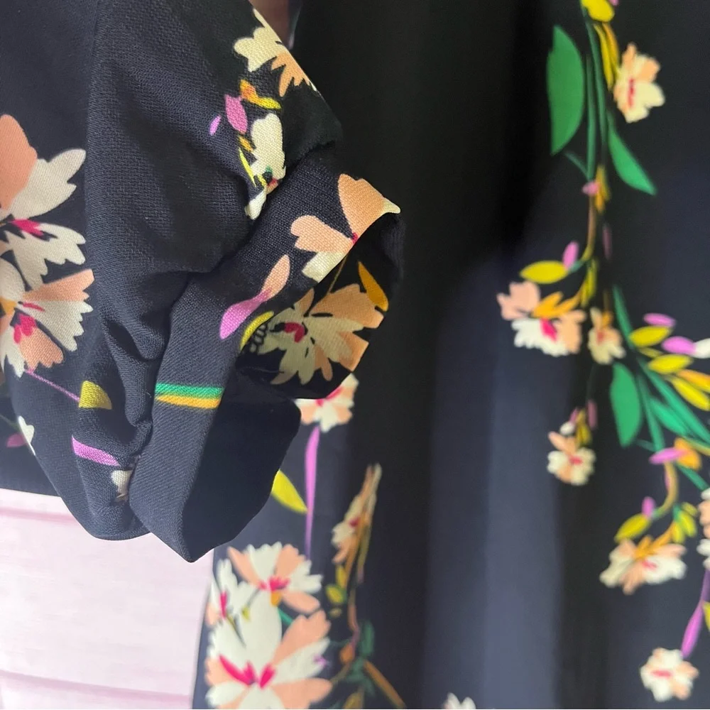 Lulus Black Floral Long Sleeve Dress Size Medium‎ - Picture 4 of 5